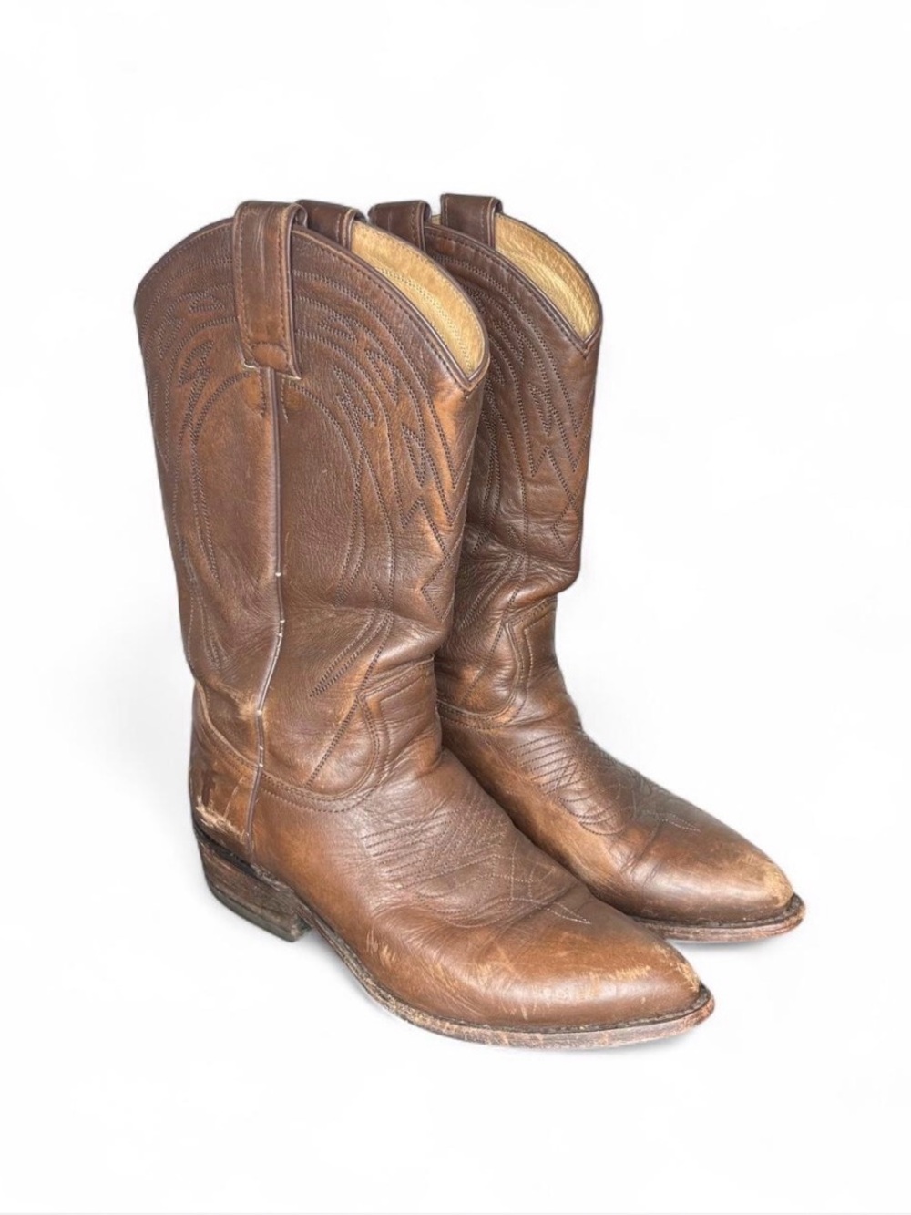 Frye Brown Leather Embroidered Billy Cowboy Boots 77689 Western Boho Cowgirl